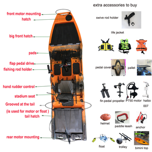 Kayak <span class=keywords><strong>de</strong></span> Pesca Viking <span class=keywords><strong>de</strong></span> 12.6 pies con Pedal y Motor, Kayak Individual para Pesca con Asiento Giratorio y Motor Eléctrico para <span class=keywords><strong>Mar</strong></span> - Product Image 3