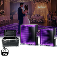 Pista de Baile LED de 50x50cm, RGB Blanco, Espejo Infinito 3D, IP55, Portátil, DMX512, para Bodas, Fiestas, Discotecas, DJ, 100,000