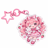 Porte-clés en acrylique personnalisé avec pendentif de personnage de fille lolita anime kawaii pour la décoration de sac