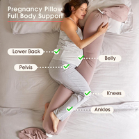 Oreiller de grossesse réglable en forme de U pour dormir, soutien complet du corps, housse amovible, soutien pour le dos, les jambes, le ventre, les hanches