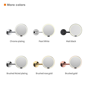 Espelho de Banheiro Montado na Parede para Hotel, Espelho Redondo Magnificador 1X/5X com Luz LED de 3W, Espelho Cosmético Personalizado Recarregável - Product Image 2