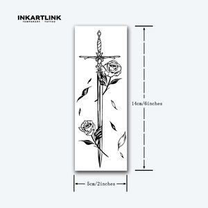 Tatuaje Temporal de Jugo de Rosa Espada, Duración de 15 Días, Resistente al Agua, Diseño Floral Medieval, Semipermanente, Suministro al por Mayor - Product Image 4