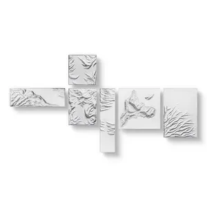 새로운 디자인 수제 고급 벽 예술 3D 두꺼운 질감 조합 작품 현대 흰 벽 그림