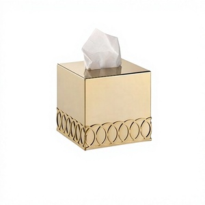 Boîte à mouchoirs carrée de taille moyenne, couleur or, dernier design, pour la maison et les restaurants. - Product Image 1