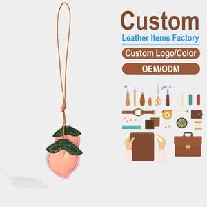 Cute 3D Peach <b>Leather</b> <b>Keychain</b> Handmade Vegetable Tanned Top Layer Cowhide Bag Charm Genuine <b>Leather</b> Car Hanging Ornament - Product Image 1