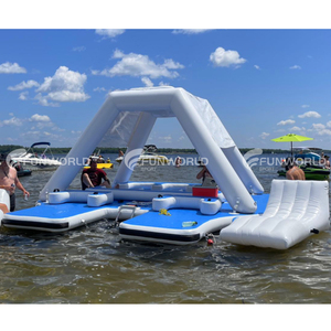 Plate-forme d'île flottante gonflable de parc aquatique pour la pêche de relaxation et l'amusement de famille - Product Image 5