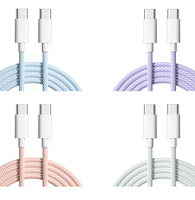 Cable USB Tipo-C a Tipo-C de 60W 6A con Cubierta Trenzada para iPhone 15/16 para Carga Rápida y Transferencia de Datos