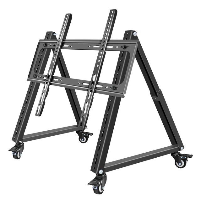 Mobile TV Cart 360 Rotating 32-70 Inch Cold Rolled Steel Floor Mounted Movable Trolley Stand Black 165lbs Capacity 30 Tilt