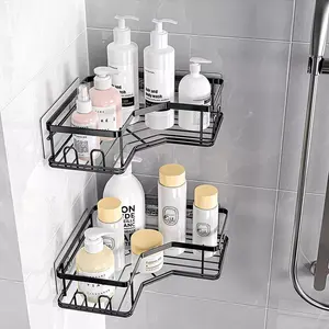 Shower Storage Rack Corner Shower Rack with Hook Adhesive Stainless Steel Shower Rack for Bathroom Storage