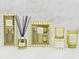 Velas perfumadas de cera de soja con logo, caja de regalo, velas de fragancia de lujo, regalo de etiqueta privada para decoración del hogar