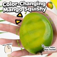 Balle Squishy Kawaii Mangue Changeante de Couleur, Remplie de Farine TPR, à Remontée Lente, Anti-Stress, à Presser, Décoration de Bureau, Cadeau