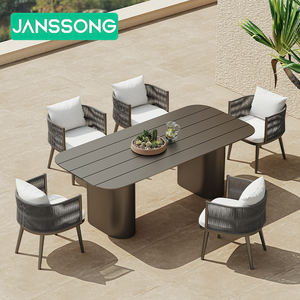 Table et chaise de salle à manger d'extérieur pour hôtel moderne Ensemble de salle à manger d'extérieur villa de luxe Chaise de salle à manger d'extérieur pour patio Ensemble de salle à manger d'extérieur pour hôtel - Product Image 4