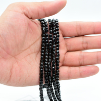 Perles de Tourmaline noires naturelles, pour la fabrication de bijoux, à facettes, haute qualité, 4.2x4.2mm, livraison gratuite