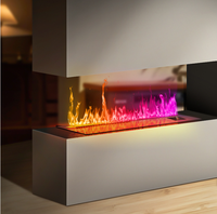 Cheminée électrique à vapeur d'eau 3D à flamme automatique pour la décoration intérieure, avec télécommande et lumière LED