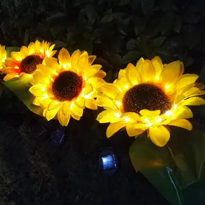 太阳能电源太阳花灯,花园防水太阳能 LED 灯架用于草坪庭院装饰太阳能向日葵