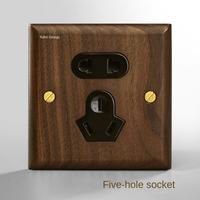 Prise murale électrique européenne moderne à écran tactile 10A en noyer noir massif, protection IP20, 2 ports USB, durable, facile à installer, 1 interrupteur