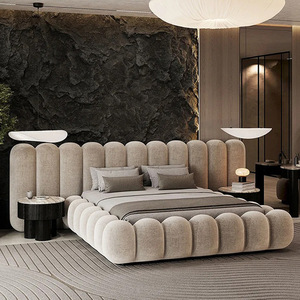 Letto Matrimoniale in Tessuto Imbottito Morbido per Villa e Appartamento Grande, Arredamento di Lusso per Camera da Letto, Letto Matrimoniale per Camera Padronale - Product Image 2