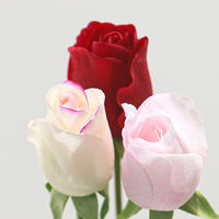 Roses artificielles à toucher réel, branche unique, petites têtes, pour décoration intérieure, arrangements floraux, remise de diplôme, Pâques, rentrée scolaire