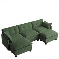 Modulares Ecksofa 283 cm U-förmig Cord 3-Sitzer 2 Bewegliche Ottomanen Flexible Kombination Modernes Design Holz