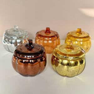 Portacandele a Forma di Zucca <span class=keywords><strong>in</strong></span> <span class=keywords><strong>Vetro</strong></span> con Coperchio, Barattolo <span class=keywords><strong>Vintage</strong></span> per Candele Aromaterapiche, Decorazione - Product Image 2