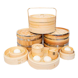 Panier à vapeur rond en bambou pour <span class=keywords><strong>mini</strong></span>-dim sum, écologique, avec logo personnalisé, 14 cm/24 cm ou tailles sur mesure, collection Baby Bear - Product Image 1