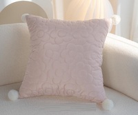 Coussins et taies d'oreiller en peluche douce rose brodée de style nordique de luxe pour chambre à coucher et canapé de salon