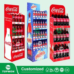 ชั้นวางสินค้าแบบกำหนดเองสำหรับซูเปอร์มาร์เก็ต ชั้นวางแสดงสินค้าแบบกระดาษแข็ง 4 ชั้น สำหรับซอสบาร์บีคิว แยม ขวดซอส ซอสมะเขือเทศ เบียร์ - Product Image 2