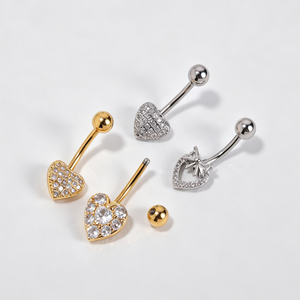 YW 14G 316L Stainless Steel Hypoallergenic Heart <strong>Belly</strong> Button Rings Navel Ombligo Body Piercing Jewelry for Women - Product Image 3