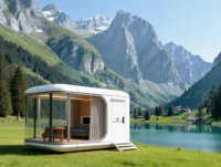 Maison capsule modulaire de luxe préfabriquée, maison conteneur préfabriquée, maison mobile moderne, capsule spatiale, hôtel, 18,4 x 11,2 pieds