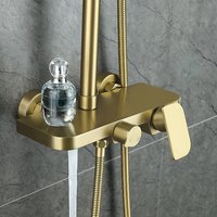 Ensemble de robinetterie de douche HONGDEC en laiton brossé doré non revêtu, kit de douche mural, ensemble de douche à poignée unique pour salle de bain