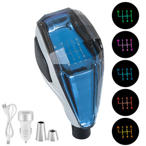 Pommeau de levier de vitesse universel en cristal avec éclairage LED, logo lumineux et capteur tactile pour transmission automatique et manuelle - Product Image 4