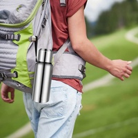 Thermos isotherme en acier inoxydable sans BPA, pour le sport et les voyages, 1 L, grande capacité, couleur argent