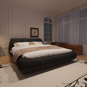 <b>Queen</b> <b>Size</b> Luxury Upholstered Soft <b>Bed</b> Adjustable Platform <b>Bed</b> Oversized Padded Backrest Solid Teak Wood Frame Eco-Friendly for - Product Image 3