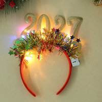 Weihnachten 2027 Stirnbänder Silvester-Party-Stirnband mit LED-Licht Festliches Party-Haarband Weihnachtsparty-Stirnband