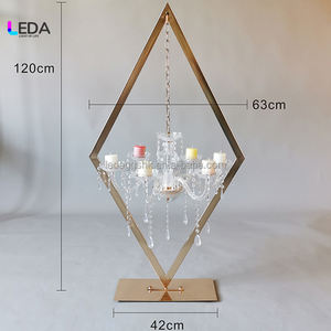 Support de bougie en cristal LEDA Gold Diamond Candelabra pour mariage, centre de table pour décoration de réception - Product Image 6