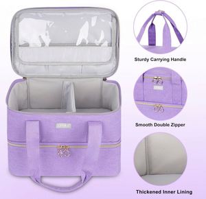 Free Sample Wholesale Relavel Professional Nail Polish Organizer Bag Train Case 3 in 1 <b>Makeup</b> <b>Trolley</b> Case <b>Makeup</b> Cosmetic Case - Product Image 6