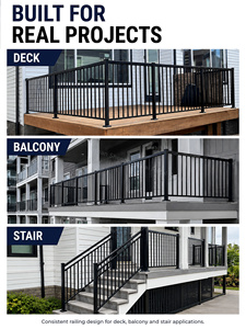 Système de balustrade extérieure en aluminium noir pour terrasse, balcon, véranda, porche, escalier et projets de construction - Product Image 5