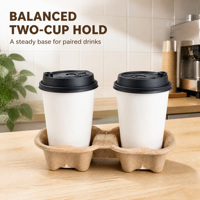 Support de tasses à café jetable, écologique, biodégradable, pour 2/4 tasses, en papier recyclable, plateau porte-gobelets, taille personnalisée