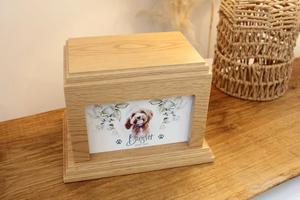 Urne funéraire moderne en chêne massif écologique, personnalisée pour les cendres de chien et de chat, cercueil en bois pour la mémoire de votre animal de compagnie - Product Image 6
