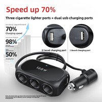Chargeur de voiture USB 12V YXJH en gros avec lumières colorées pour allume-cigare - Adaptation universelle pour 1 à 3 voitures