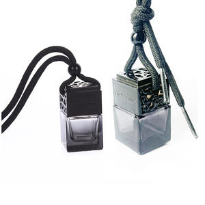 8ML Square Transparent Black Car Perfume <b>Diffuser</b> <b>Bottle</b> With Black Metal Screw Cap - Product Image 1