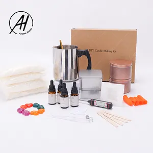 AROMA HOME Wholesale Luxury Stirrer Thermometer Soy Wax Manual DIY Candle Making Kit Set Cotton Candle Wick With Tin Candle Jars