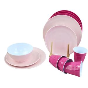 Service de table spécial de luxe, vaisselle personnalisée, en mélamine et rose, 3 pièces, LFGB - Product Image 4