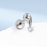 TOPOSH Boucles d'oreilles labret hypoallergéniques en titane et zircon à dos plat pour enfants, adaptées aux implants, pour fiançailles, tragus, cartilage, hélix