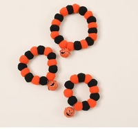 Collier d'Halloween pour animaux de compagnie, décoration amusante citrouille, corde élastique, collier pompon moelleux, clochette, en polyester, style décontracté, pour tous