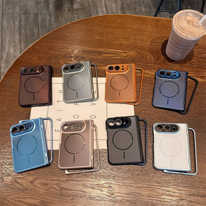 เคสพีซีเคลือบโลหะคุณภาพสูงสำหรับ iPhone Duo แบบพับได้ ป้องกันรอยขีดข่วน รองรับการชาร์จไร้สาย พร้อมฝาปิดป้องกันเลนส์แม่เหล็ก - Product Image 1