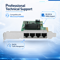 Tarjeta de Red para Servidor Gigabit Ethernet de Cuatro Puertos con Chip I350, Adaptador LAN PCIe X4 RJ45 para Firewall, Router, Servidor, PC