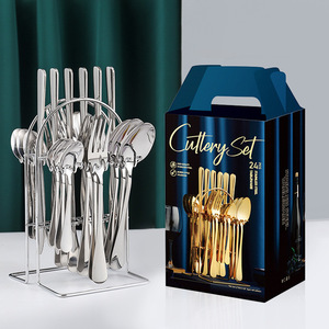 Wholesale Luxury Silver Rose Gold Wedding Stainless Steel 18/0 Flatware Golden Spoon Knife <b>Fork</b> Set - Product Image 2
