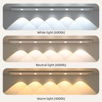 Lumière intelligente minimaliste moderne à détection humaine, bande lumineuse ultra-fine pour œil-de-meur, rechargeable, auto-adhésive, LED, PVC, pour armoires