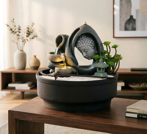 Fontaine Zen Artistique avec Porte-<span class=keywords><strong>Encens</strong></span>, Sable et Râteau, <span class=keywords><strong>Bouddha</strong></span> à Cadre Arqué et <span class=keywords><strong>Cascade</strong></span> en Pot à Niveaux pour la Maison et le Patio - Product Image 2